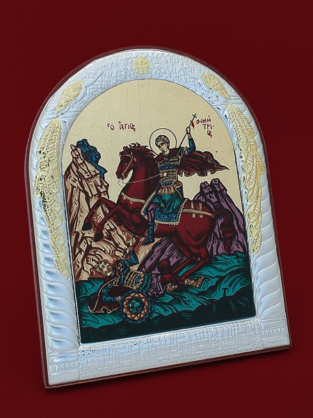 Сребърна икона Свети Димитър - 501043