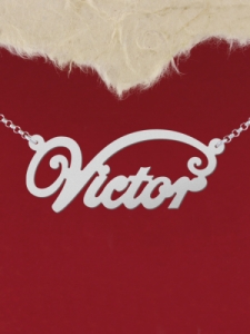 Колие от сребро с име "Victor"